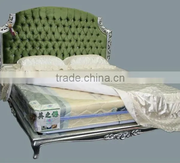 Neoclassical Furniture Silver Foil Leaf Gilding Hand Carved Bed photo-4