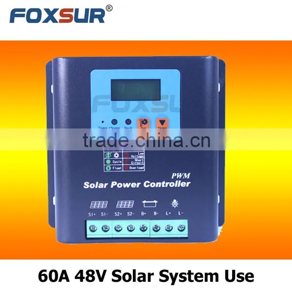 Foxsur Free shipping 60A 48V PWM Solar Charge Controller Solar Panel Battery Regulator Safe Protection Controller