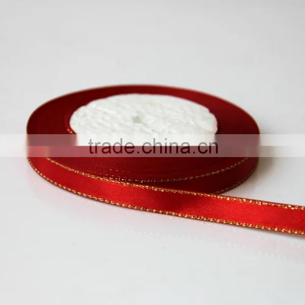 DIY Polyester Single Face Satin Ribbon With Gold or Silver Edge photo-4