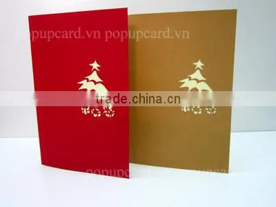 3d Hand Made Card Christmas Tree and and Fire-place