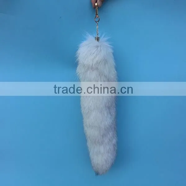 Genuine Fox Tail Fur Blue Fox Tail Keychain for Bag and Garments photo-3