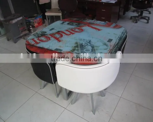 1 Table and 4 Chairs Dining Set Saving More Space photo-5