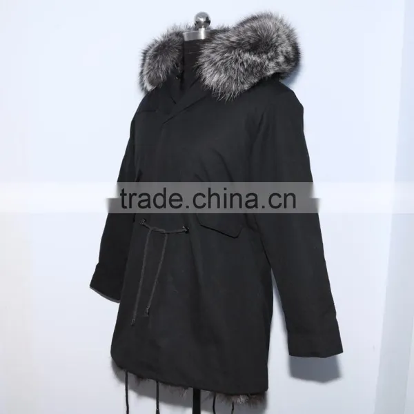 Wholesale Price Hot Selling Popular Parka Jacket With Real Silver Fox Fur Hood Trim photo-6