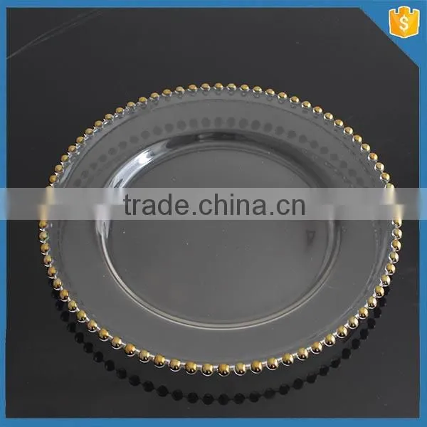 LXHY-T053 Wedding Cheap Beaded Gold Charger Plate Quality Choice