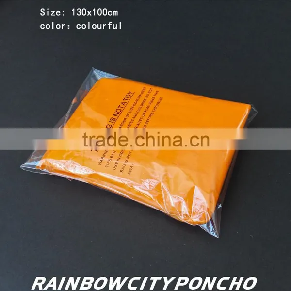 PE Rainponcho Orange Color Within Paper Card in the Packing Zipper Bag photo-4