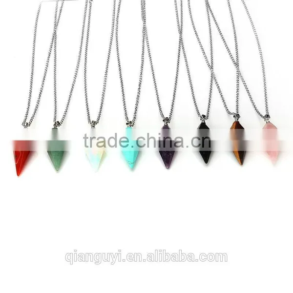 Wholesale Charm Natural Crystal Emerald Quartz Druzy Agate Stone Hexagon Pyramid Point Stone Beads Pendant Jewelry