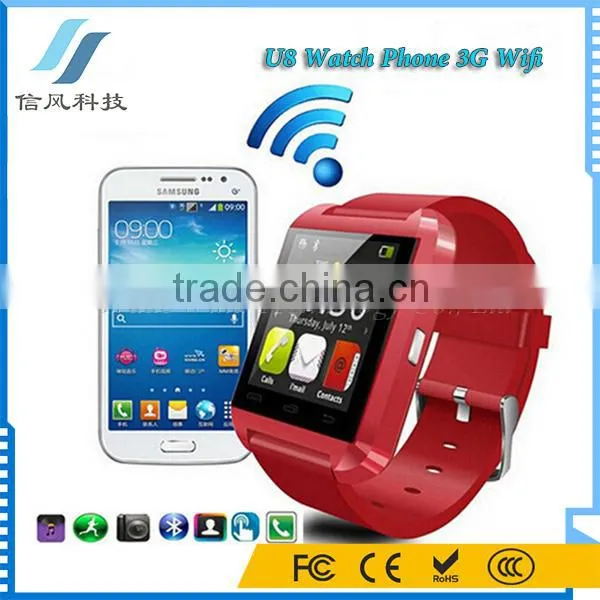 Smart IOS Android U8 Watch Phone 3G Wifi for Samsung for IPhone for HTC Red photo-2