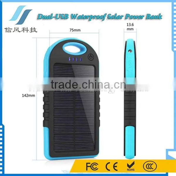 3000mAh Dual USB Portable Waterproof Solor Charger Power Bank for IPhone for Android Smartphone for IPad photo-3