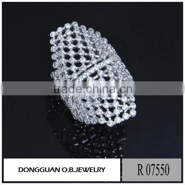 Brass Metal Finger Ring AAA Clear Zircon Silver Ring Designs for Girl photo-2