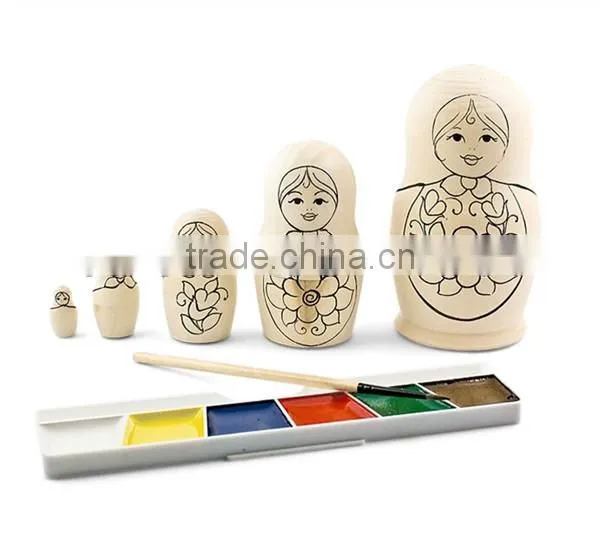 Hot Handmade Wooden Unpainted Doll photo-3