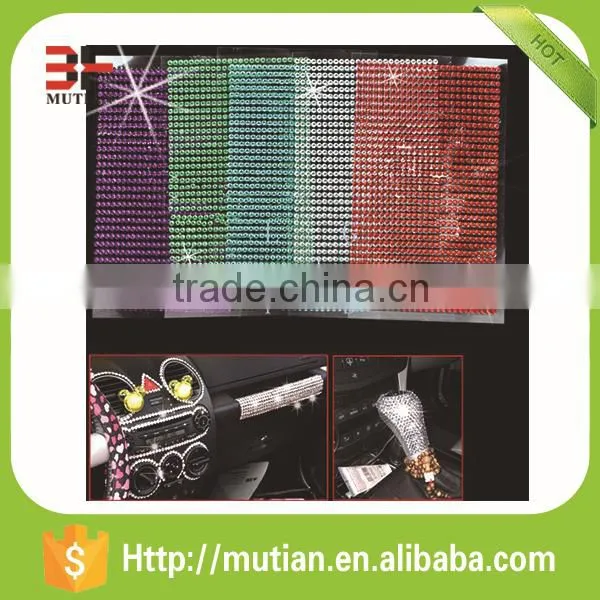 Colorful Mirror Phone Car Round Rhinestone Acrylic Diamond Sticker photo-4