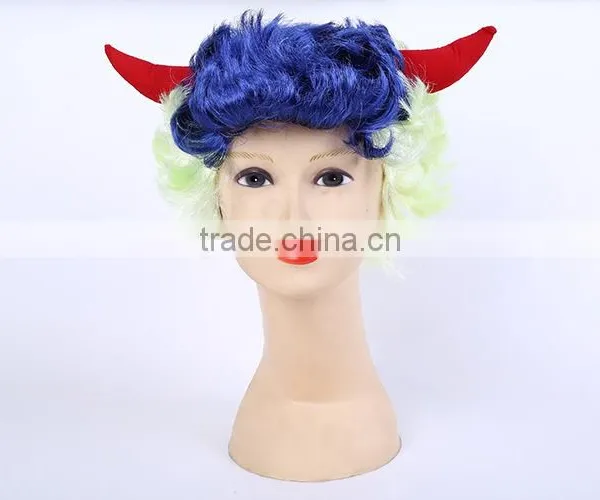Horn Fans Fake Hair Short Hair Head Holiday Whimsy Show Props Prom Cheap Party Wigs photo-5