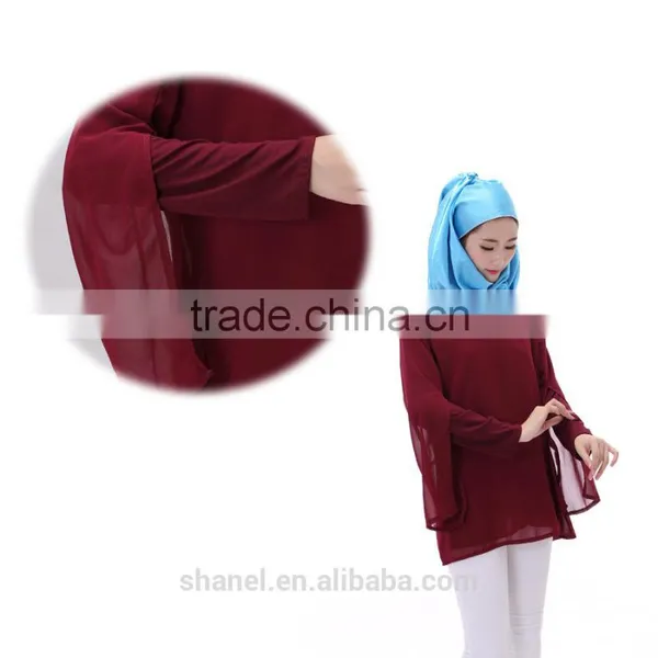 2016 Latest Design Chiffon Muslim Women Tops Islamic Tops Blouse photo-2