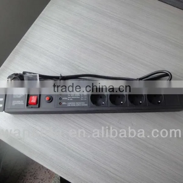 19"1.5U 4ways With Switch German Type PDU Cabinet PDU German Type Power Distribution Unit Rack PDU
