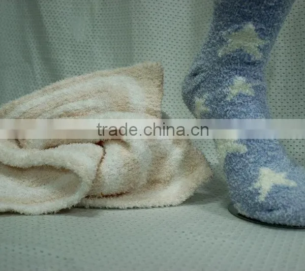 Lovely White Star Blue Fluffy Socks photo-4