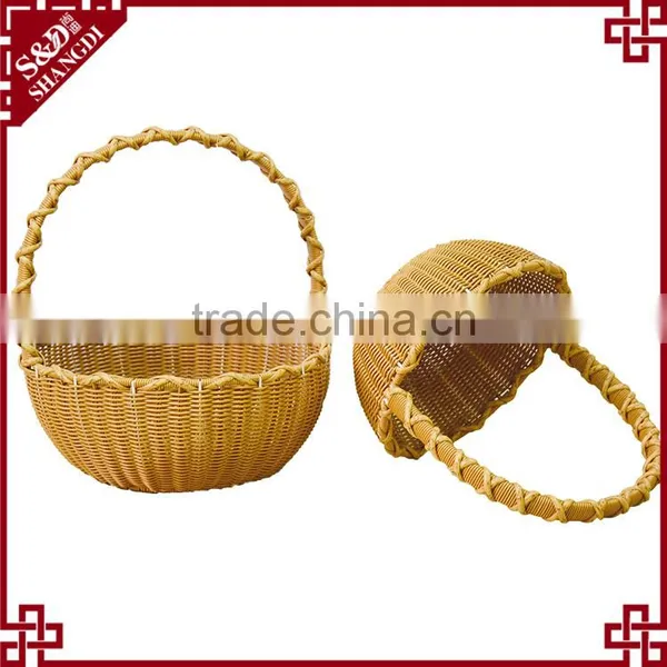 S&D pe Rattan 100 % Handmade Wicker Round Wedding Water Proof Round Decoration Storage Gift Basket With Handle photo-2