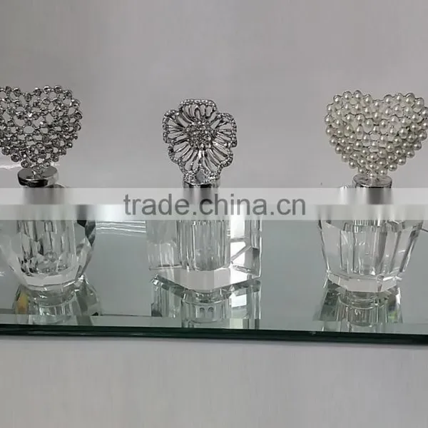 Mini Empty Clear Crystal Perfume Bottle With Jewelled Metal Alloy Top photo-2