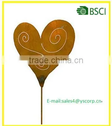 Wholesale Metal Yard Art Open Star Hand Heart Decorative Wrought Iron Garden Stake Outdoor Decoration photo-2