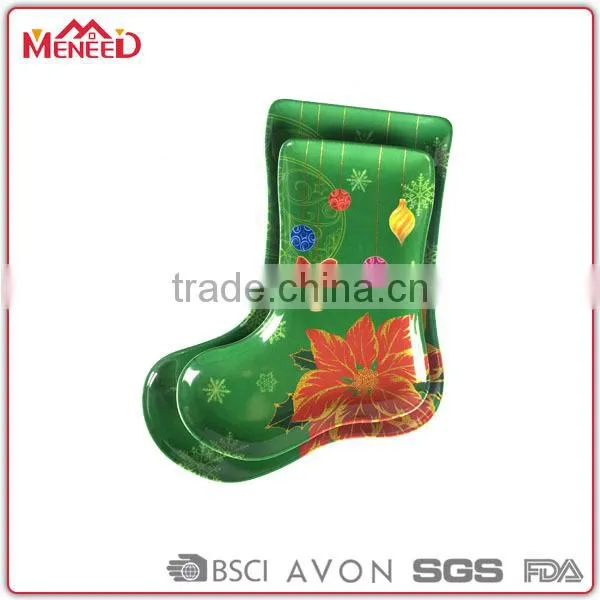 X'mas Decorative Sock Melamine Tray, Funky Sock Shaped Modern Christmas Plate photo-2