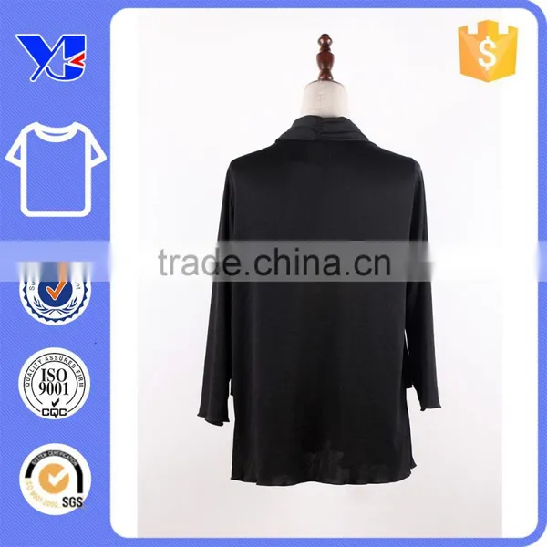 Wide Placket Multi Layered Design Functional Pockets Black Open Coat photo-2