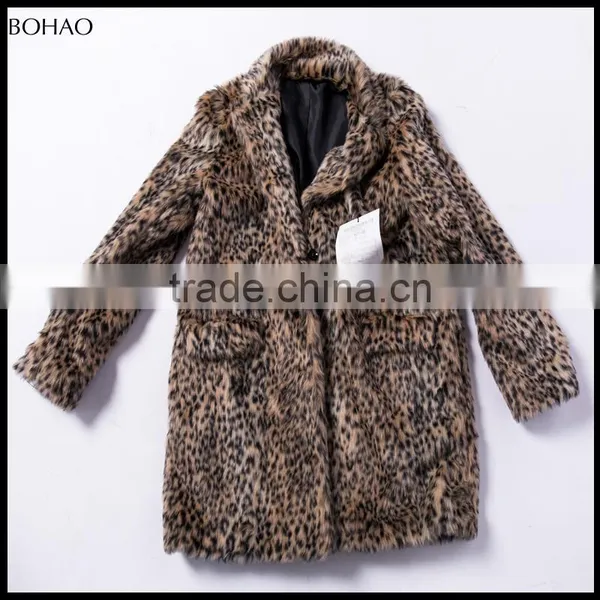 2017 New Fashion Thick Leopard Fake Fur Coat Women photo-2