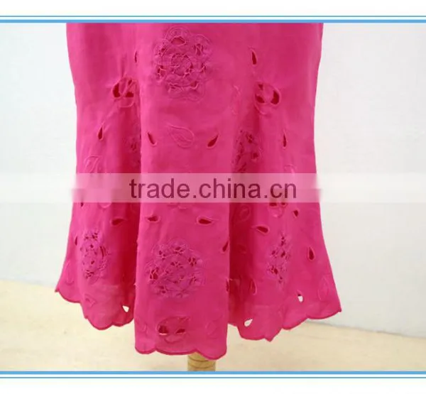Linen Fabric Floral Embroidery Monogram Scallop Church Suits For Lady photo-6