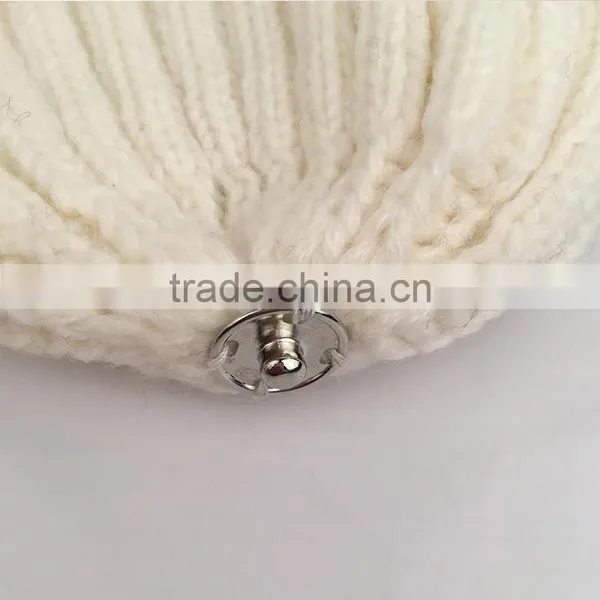 Myfur 2016 Pure White Hot Sale Winter Hat With Removable Genuine Fox Body Fur Bobble photo-2
