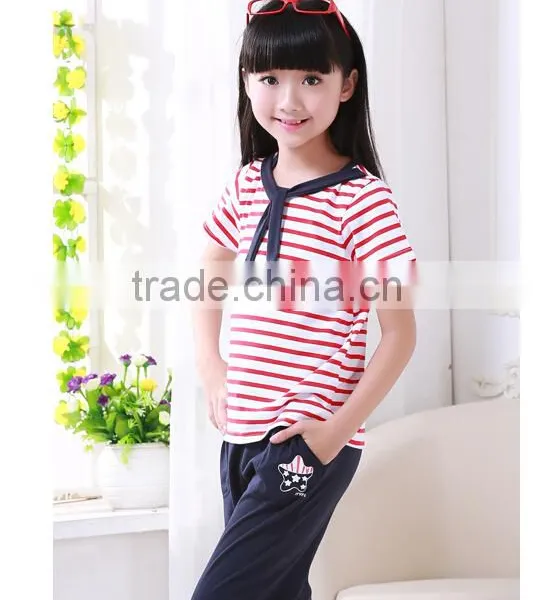 Custom Cotton and Polyester Blend Simple Pattern OEM Design Strip Kids Sport School Uniforms Wholesale photo-6