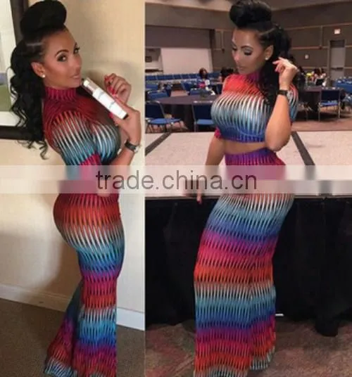 Wholesale Customized Women 100% Cotton Multi Color Striped Long Maxi Dress photo-3