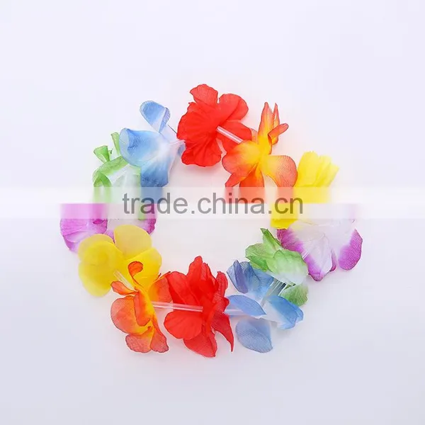Hawaii Flower Necklaces Hula Lei Garland Set Headband Wristband For Party Dance photo-3