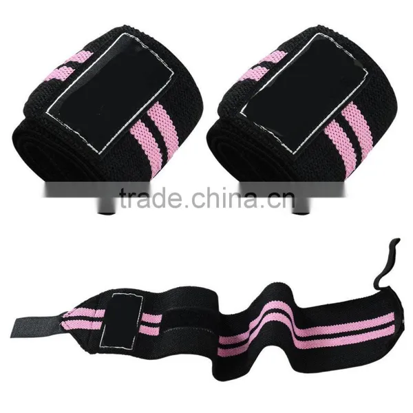 Weight Lifting Wrist Wraps in Black Color With Two Green Stripe photo-6