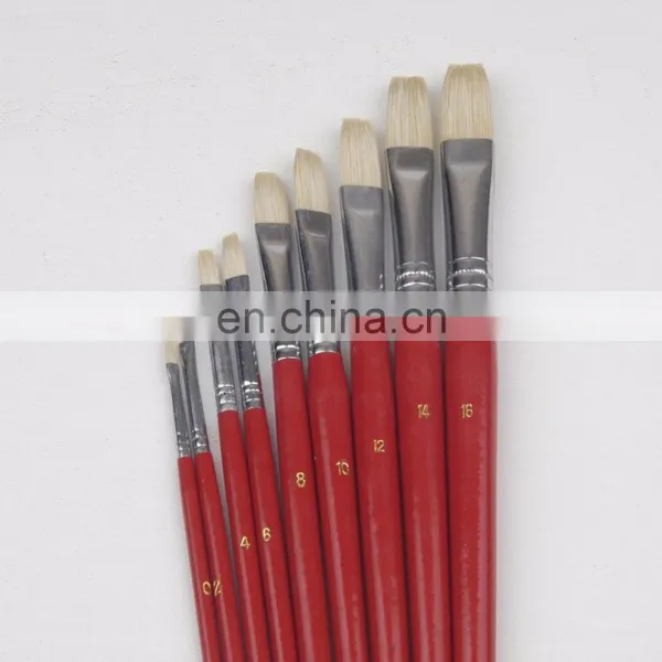 Short Wooden Handle Artist Bristle Paint Brushes photo-2