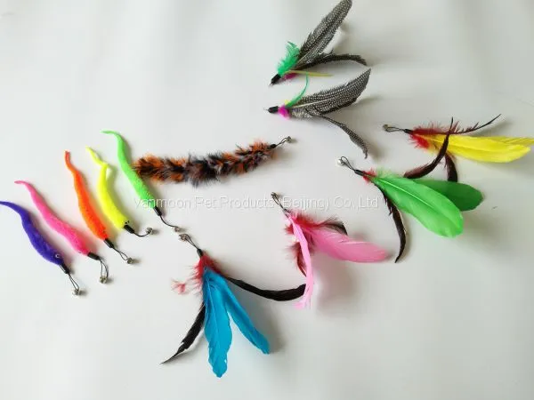 Natural Feather Wand Retractable Cat Feather Toy