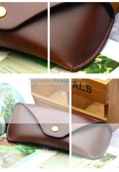 Hot-selling Vintage Unisex Leather Sunglasses Case With Press-button photo-5