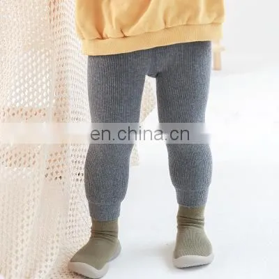 Children's Thickened Leggings Autumn and Winter New Solid Color Boys and Girls Warm and Velvet Can be Opened Baby Ninth Pants photo-2