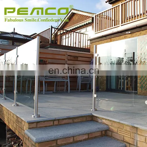 Pemco Factory Price Polished Finished 304/316 Glass Balcony Outdoor Metal Stair Railing photo-2