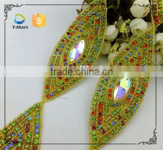 Colorful Diamante Beaded Trim Craft Applique Quality Choice photo-2