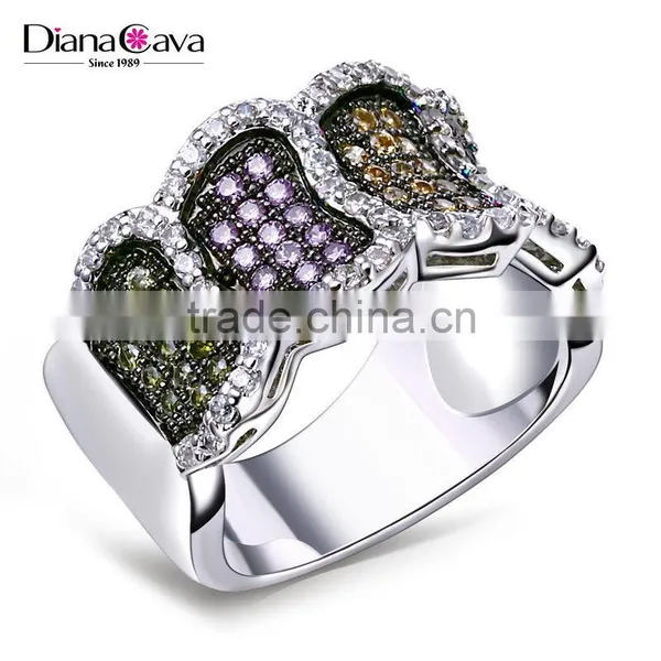 Good Price Item Jewelry Fashion Zircon Colorful Party Ladies Unique Brass Ring photo-2