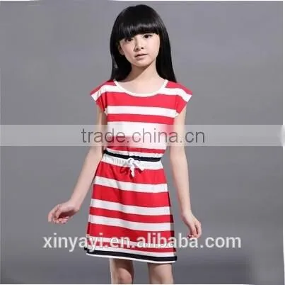 Wholesale Cotton 100% Fabric With Stripe Baby Girl Summer Dress Casual Style photo-4