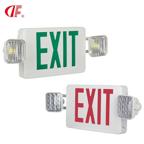 4.2W Green LED Exit Sign With Light, Daylight White Emergency Light, Two 360° Adjustable Head, Ceiling & Wall Mount for Stairways photo-2