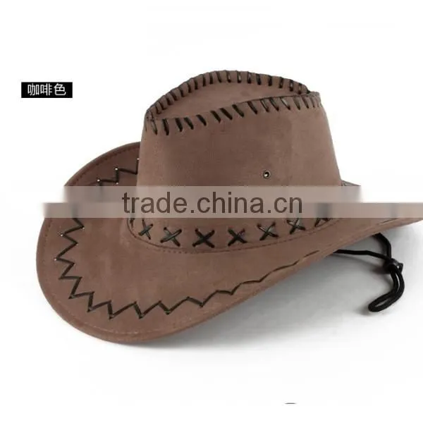 Hot Sell Mexican Suede Leather Cowboy Hat With Cross Stitching
