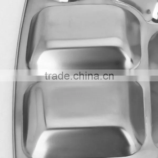 Chaozhou Factory 5 Grid Student School Lunch Tray,buffet Tray,stainless Steel Food Serving Tray photo-6