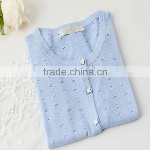 Sweet Hollowed Knitted Sweater Cardigan for Lady's Wear photo-5
