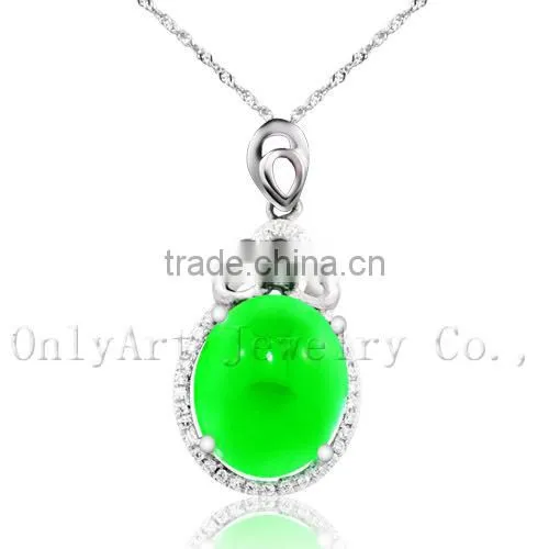 High Quality Special Design Jade Inlaid Sterling Silver Pendant photo-4