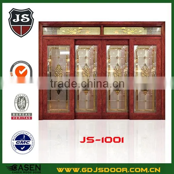 China Supplier 100% Pure Sapele Solid Wood Double Glass Door photo-4