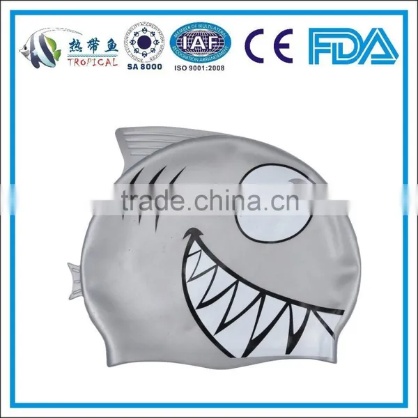 Custom Shark Design Kids Silicone Swimming Cap,retail Summer Silicone Swimming Cap,cartoon Silicone Swim Cap