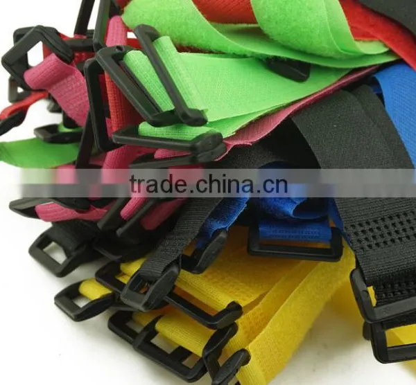 Nylon Buckle Adjustable Hook And Loop Straps Belt Wrap Cable Tie photo-2