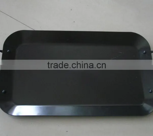 Oblong rectangular carbon steel non stick grill pan with handle