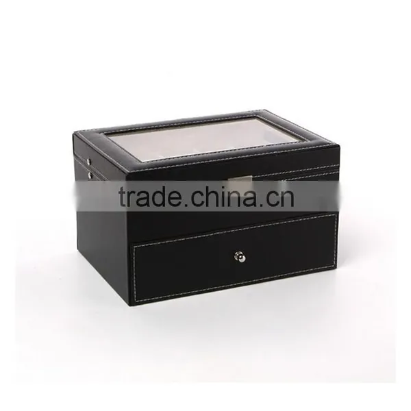 10 Slot Retail Black Leather Watch Display Box photo-5