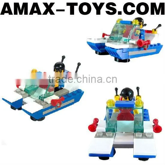 bd-7530116 kids building block plastic intelligent toys brick police catamaran 45pcs
